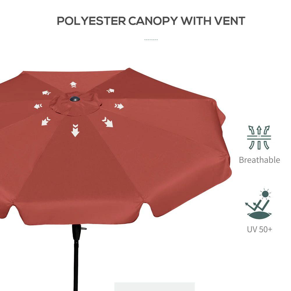 Outsunny 2.66m Patio Umbrella Garden Parasol Wine Red - Uncategorized Parasol