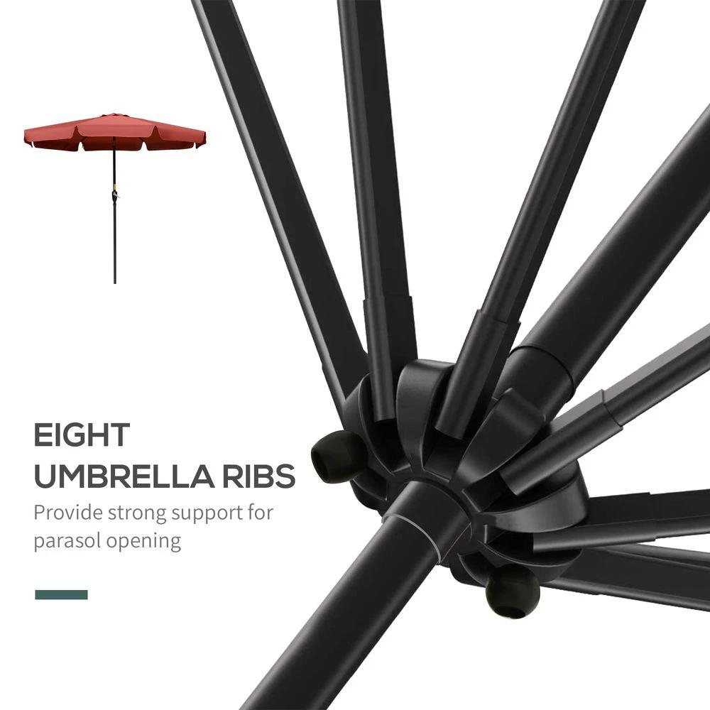 Outsunny 2.66m Patio Umbrella Garden Parasol Wine Red - Uncategorized Parasol