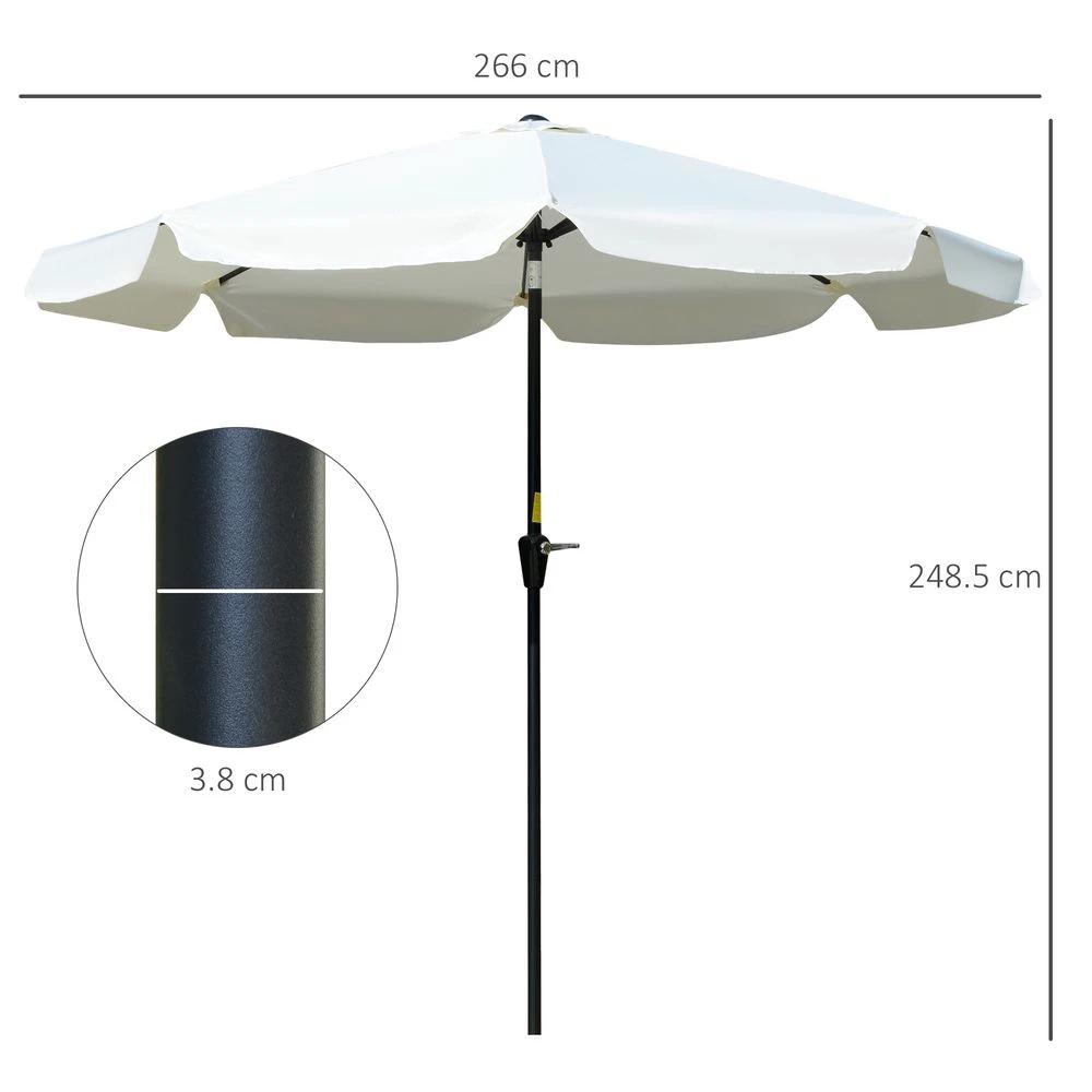 Outsunny 2.66m Patio Umbrella Parasol Outdoor Cream White - Uncategorized Parasol