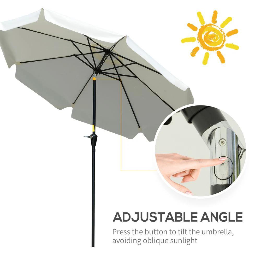 Outsunny 2.66m Patio Umbrella Parasol Outdoor Cream White - Uncategorized Parasol