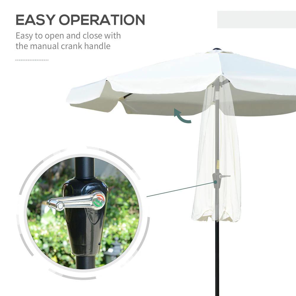 Outsunny 2.66m Patio Umbrella Parasol Outdoor Cream White - Uncategorized Parasol