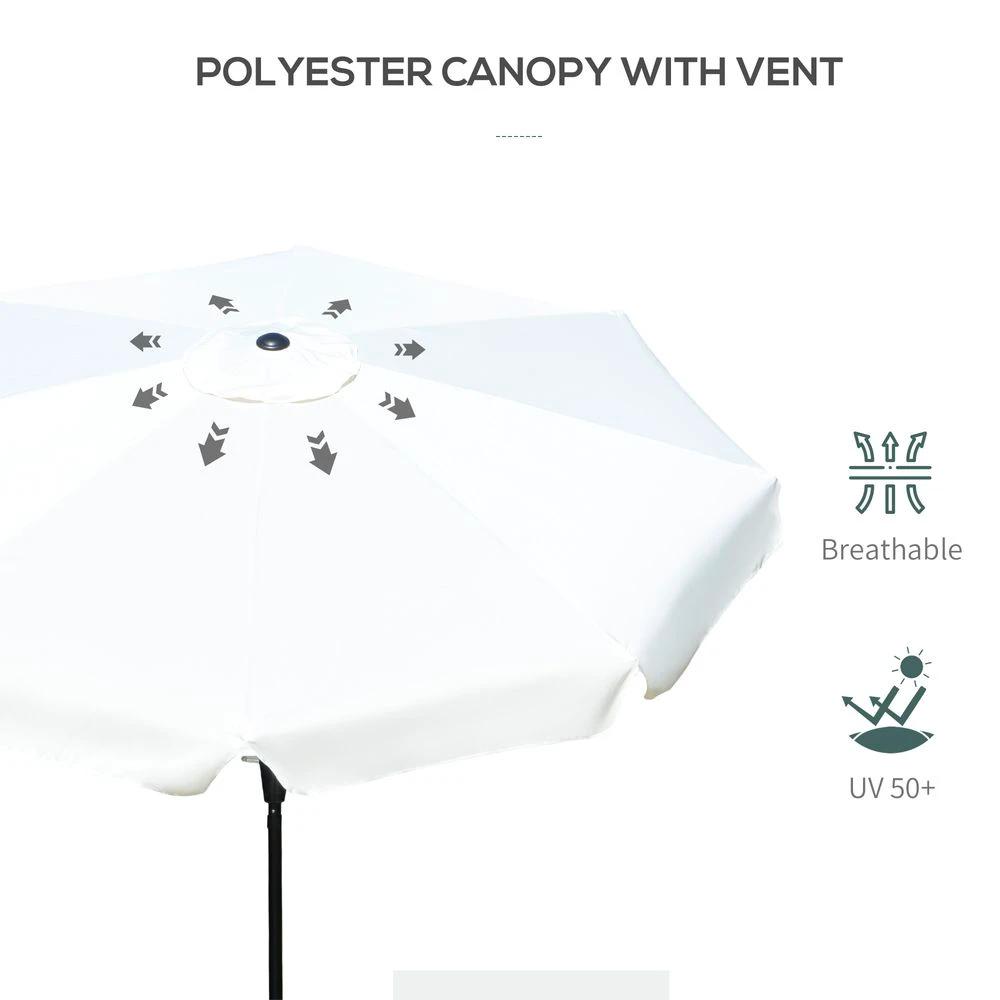 Outsunny 2.66m Patio Umbrella Parasol Outdoor Cream White - Uncategorized Parasol