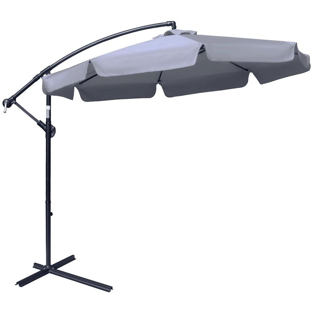 2.7m Banana Parasol Cantilever Umbrella with Crank Dark Grey by Outsunny