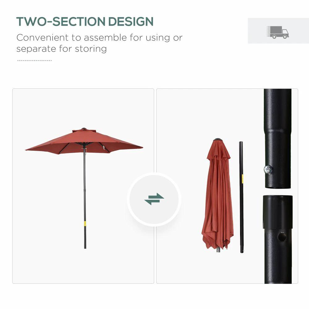 2m Parasol Patio Umbrella, Wine Red by Outsunny