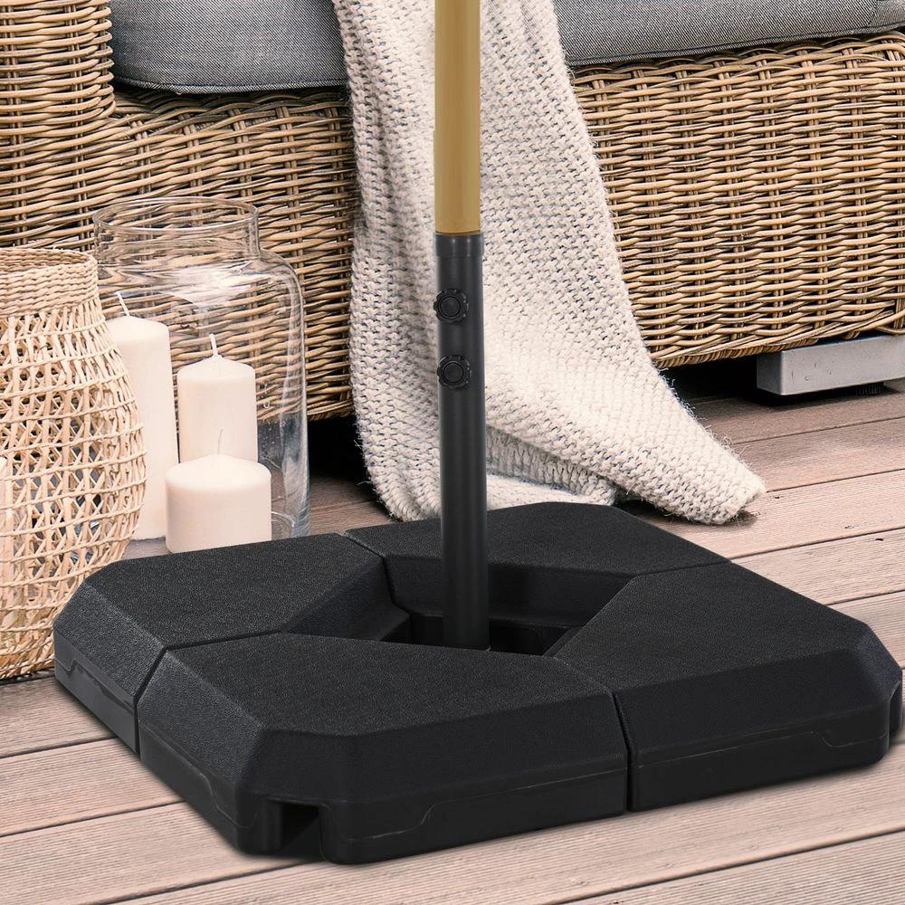 Outsunny HDPE 4-Part Fillable Parasol Base Black - Uncategorized Parasol