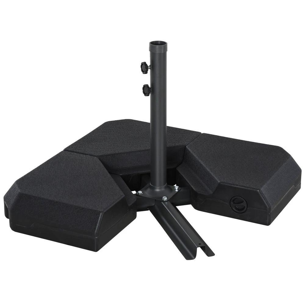 Outsunny HDPE 4-Part Fillable Parasol Base Black - Uncategorized Parasol