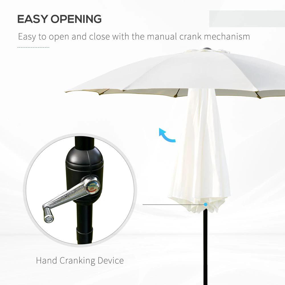 Outsunny 2.6M Umbrella Parasol-Cream White by Outsunny