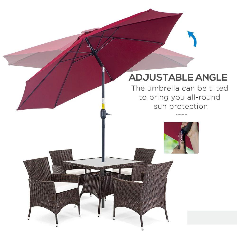 Outsunny 2.6M Umbrella Parasol-Red by Outsunny