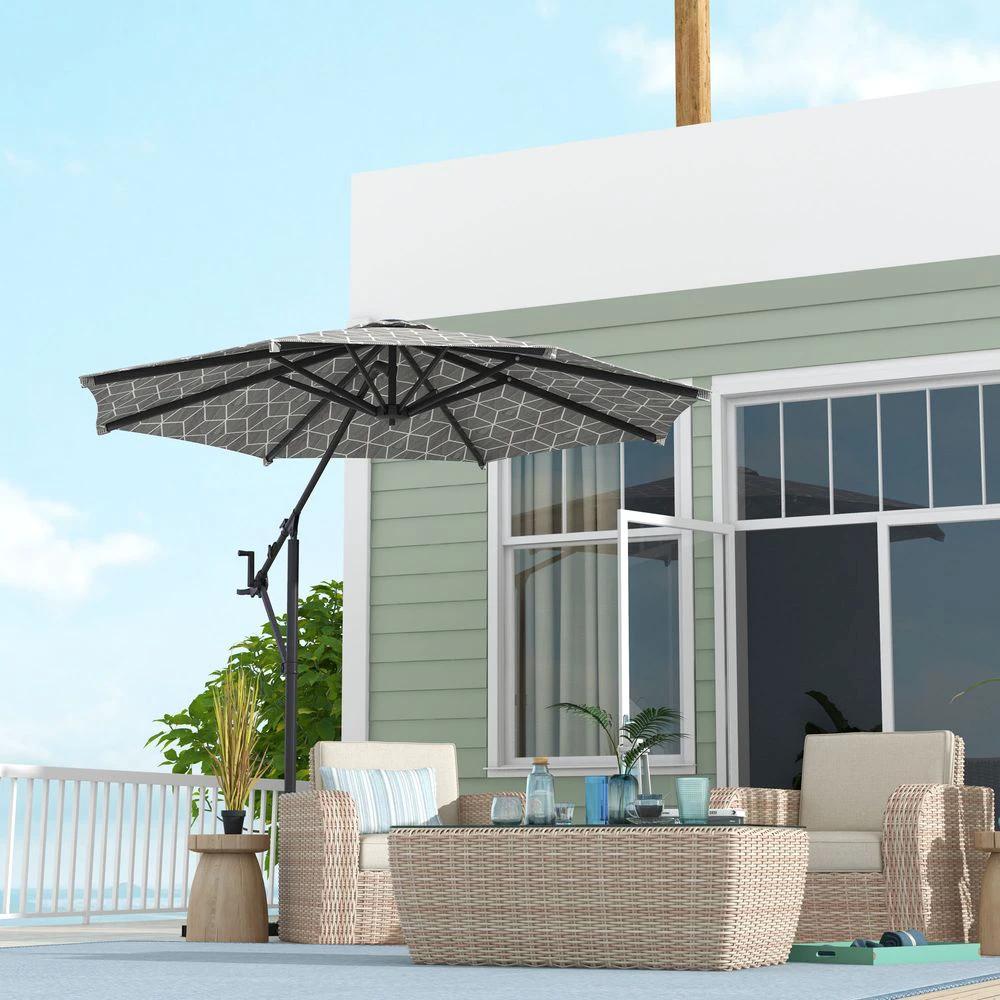 Outsunny 2-in-1 Cantilever Parasol and Market Parasol with 360° Rotation by Outsunny