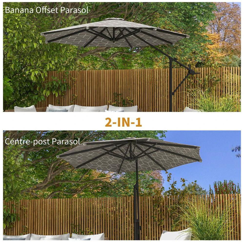 Outsunny 2-in-1 Cantilever Parasol and Market Parasol with 360° Rotation by Outsunny