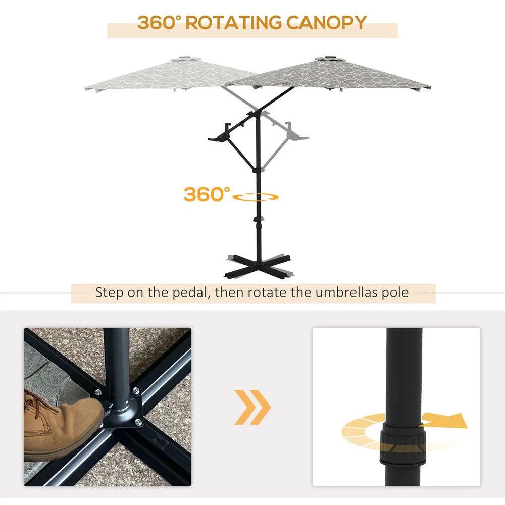 Outsunny 2-in-1 Cantilever Parasol and Market Parasol with 360° Rotation by Outsunny