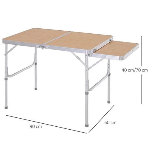 Outsunny 3ft Aluminium Picnic Table w/Side Desktop Outdoor BBQ Party Portable by Outsunny