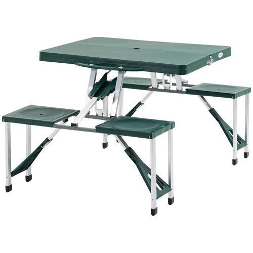 Picnic Table Chair Set 4 Seat Aluminium PP W/ 2.7cm Umbrella Hole by Outsunny
