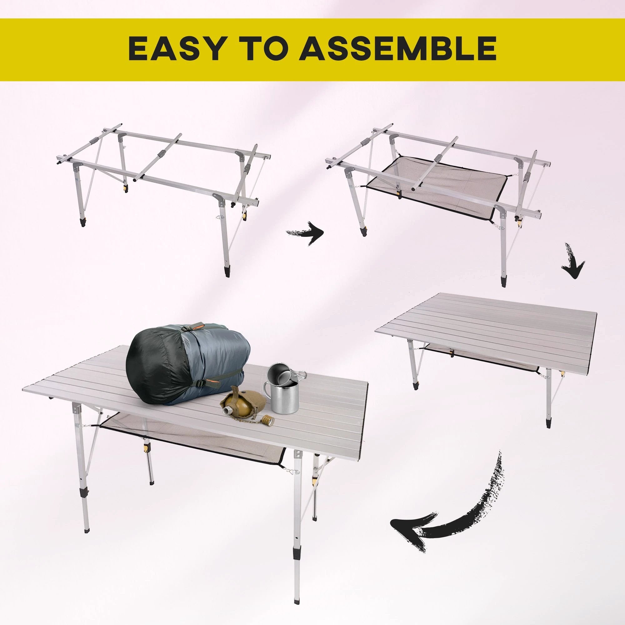 Portable Roll-up Aluminium Folding Picnic Table Outdoor BBQ Party by Outsunny