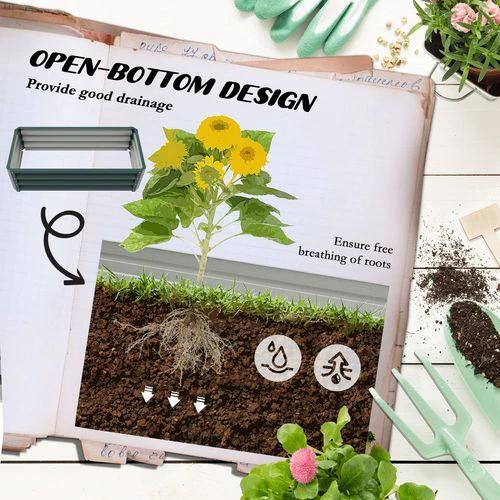 Outsunny Outdoor Planter Box, Steel Raised Garden Bed, Set of 2, Green by Outsunny