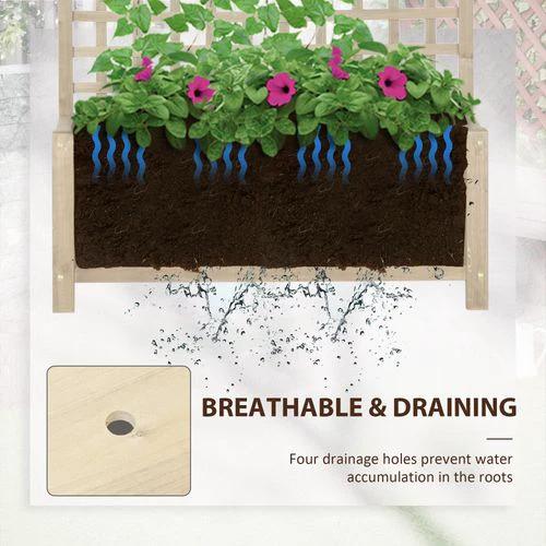 Outsunny Outsunny Wood Planter with Trellis for Climbing Plants Vines Planter Box Natural - Planters