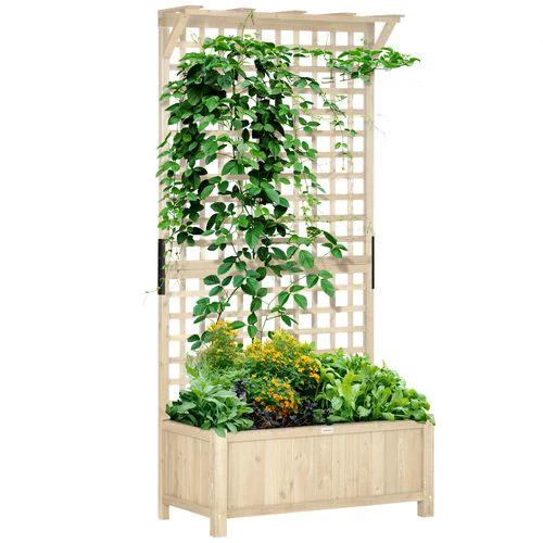 Outsunny Outsunny Wood Planter with Trellis for Climbing Plants Vines Planter Box Natural - Planters