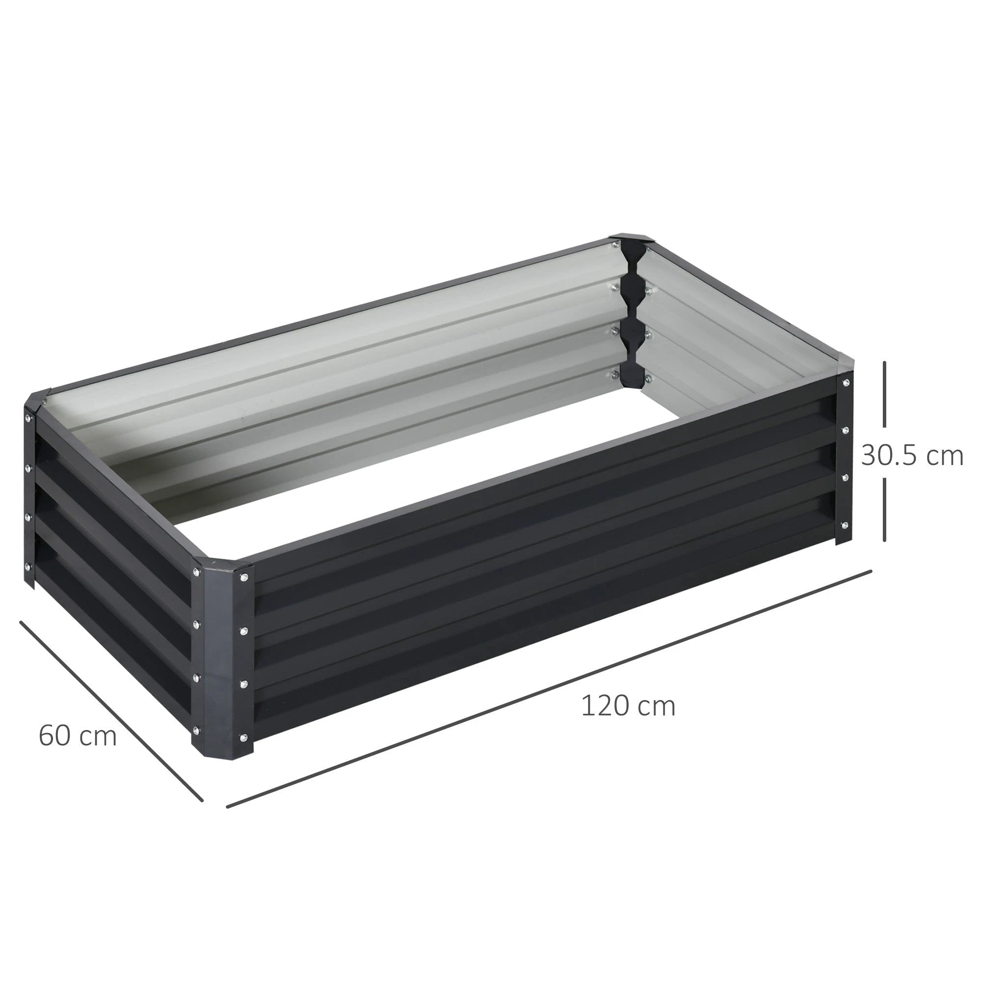 Outsunny Raised Garden Bed Steel Planter Growing Box for Vegetables Flowers Grey - Planters
