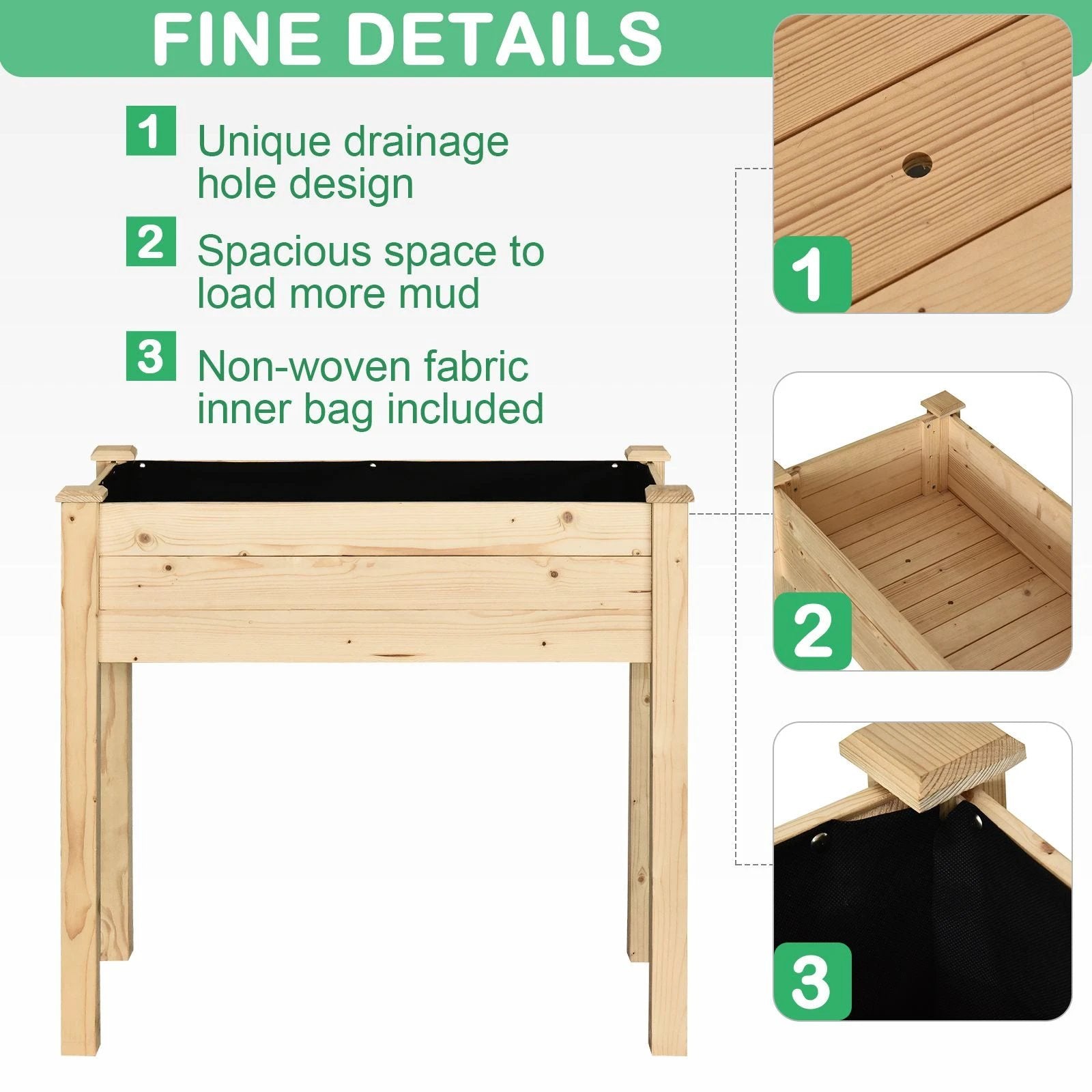 Raised Wood Garden Bed Planter by Outsunny