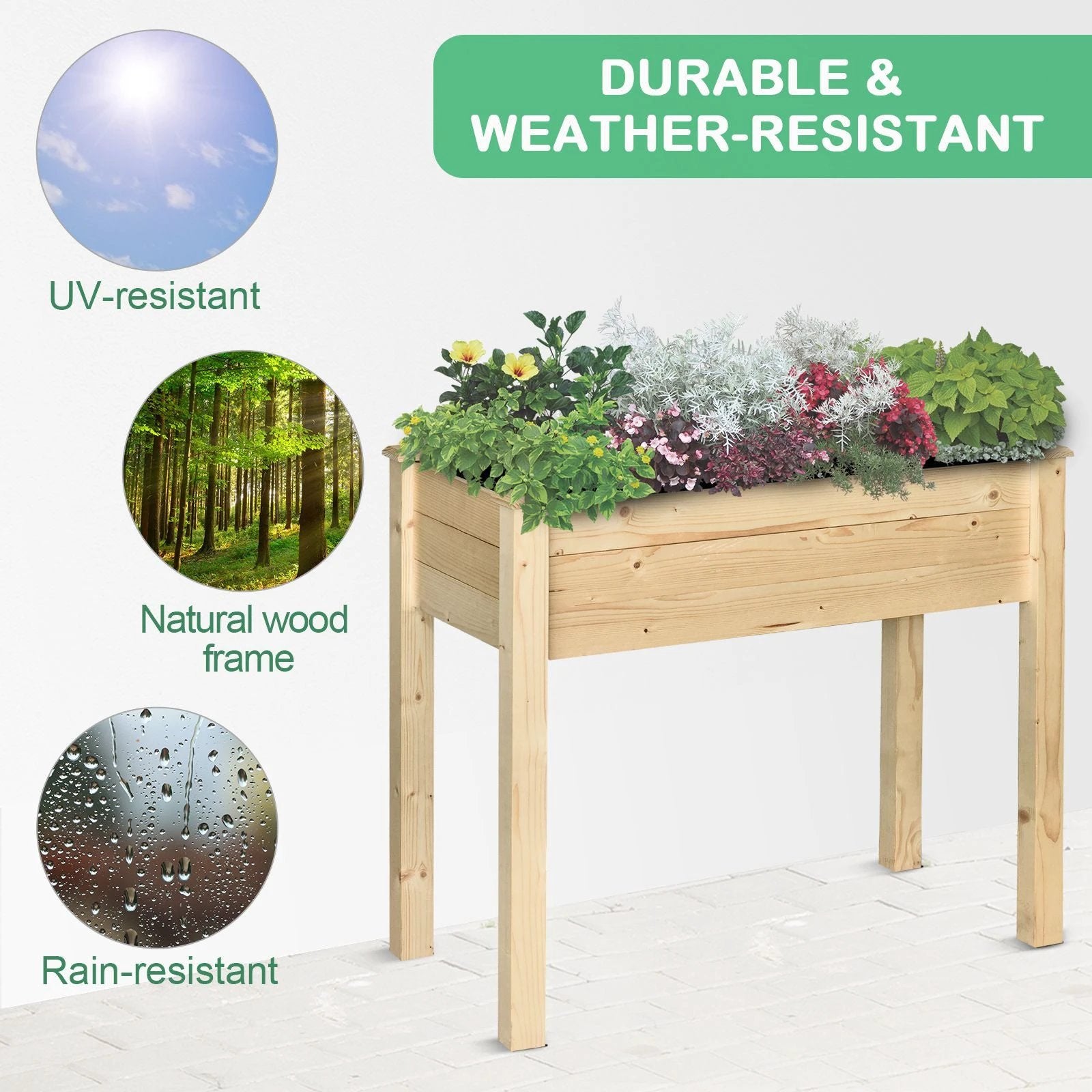 Raised Wood Garden Bed Planter by Outsunny