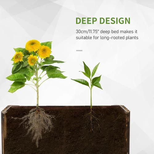 Fir Plant Pot Raised Flower Bed Wooden Planter 4 Feet 78Lx 35Wx30H cm by Outsunny