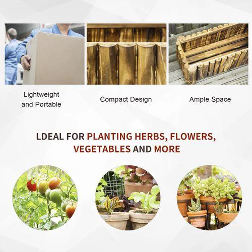 Fir Plant Pot Raised Flower Bed Wooden Planter 4 Feet 78Lx 35Wx30H cm by Outsunny