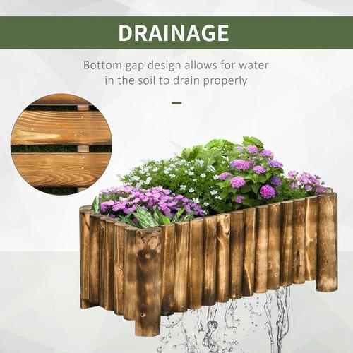 Fir Plant Pot Raised Flower Bed Wooden Planter 4 Feet 78Lx 35Wx30H cm by Outsunny