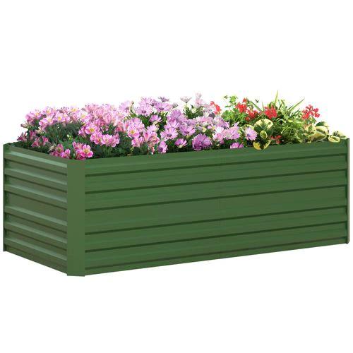 Outsunny Galvanised Steel Outdoor Raised Bed w/ Reinforced Rods, Green by Outsunny