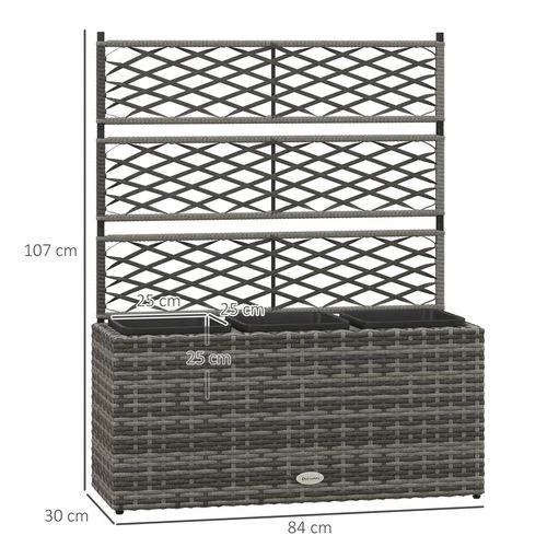 Outsunny Garden PE Rattan Planter Box w/ Trellis Flower Raised Bed, 84x30x107cm by Outsunny