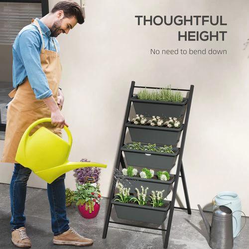 Outsunny Outsunny Indoor Outdoor Vertical Raised Garden Bed with 5 Removable Tray - Raised Beds
