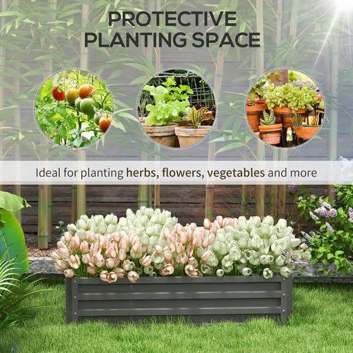 Outsunny Outsunny Raised Garden Bed Elevated Planter Box for Flowers Light Grey - Raised Beds