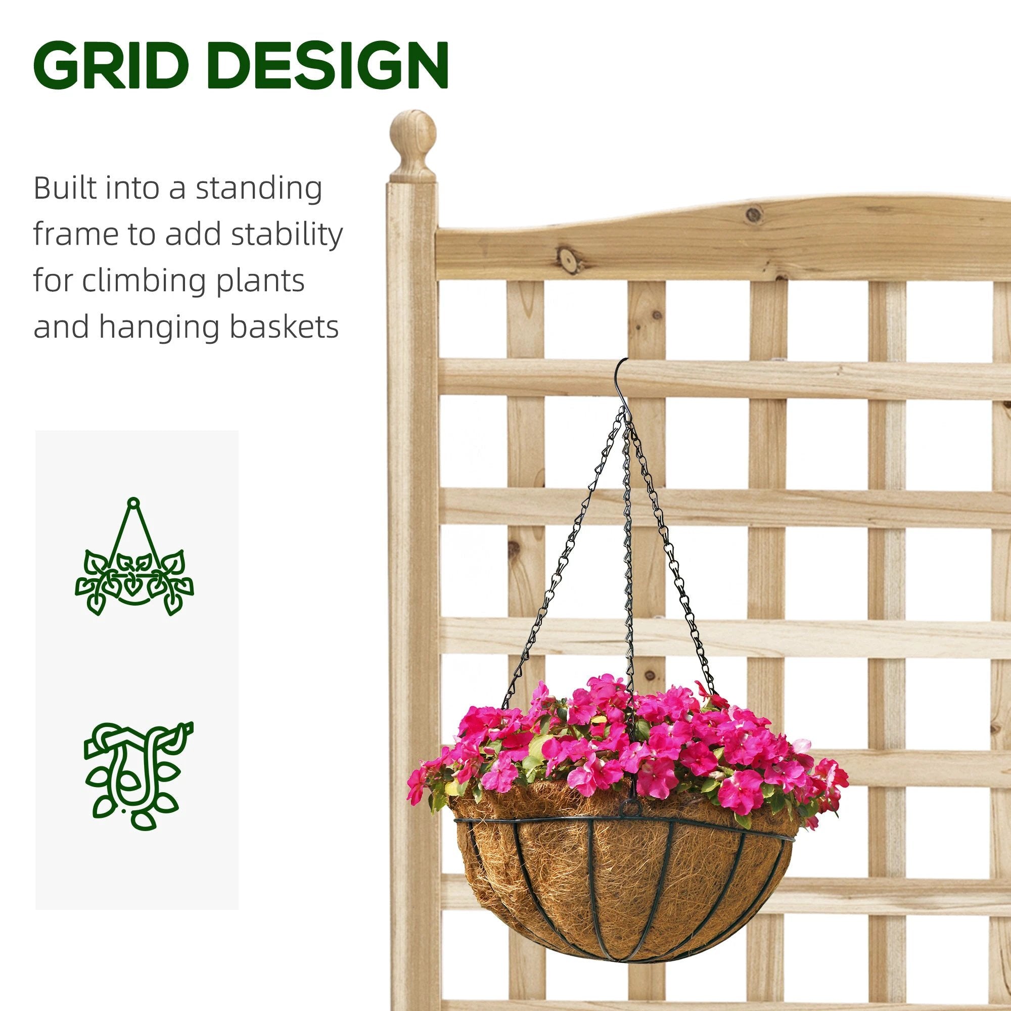 Outsunny Raised Garden Bed with Trellis Garden Planters Indoor Outdoor Natural by Outsunny