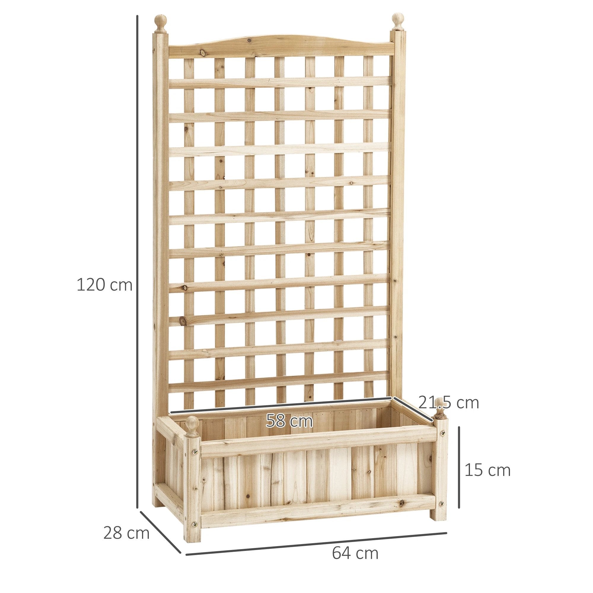 Outsunny Raised Garden Bed with Trellis Garden Planters Indoor Outdoor Natural by Outsunny