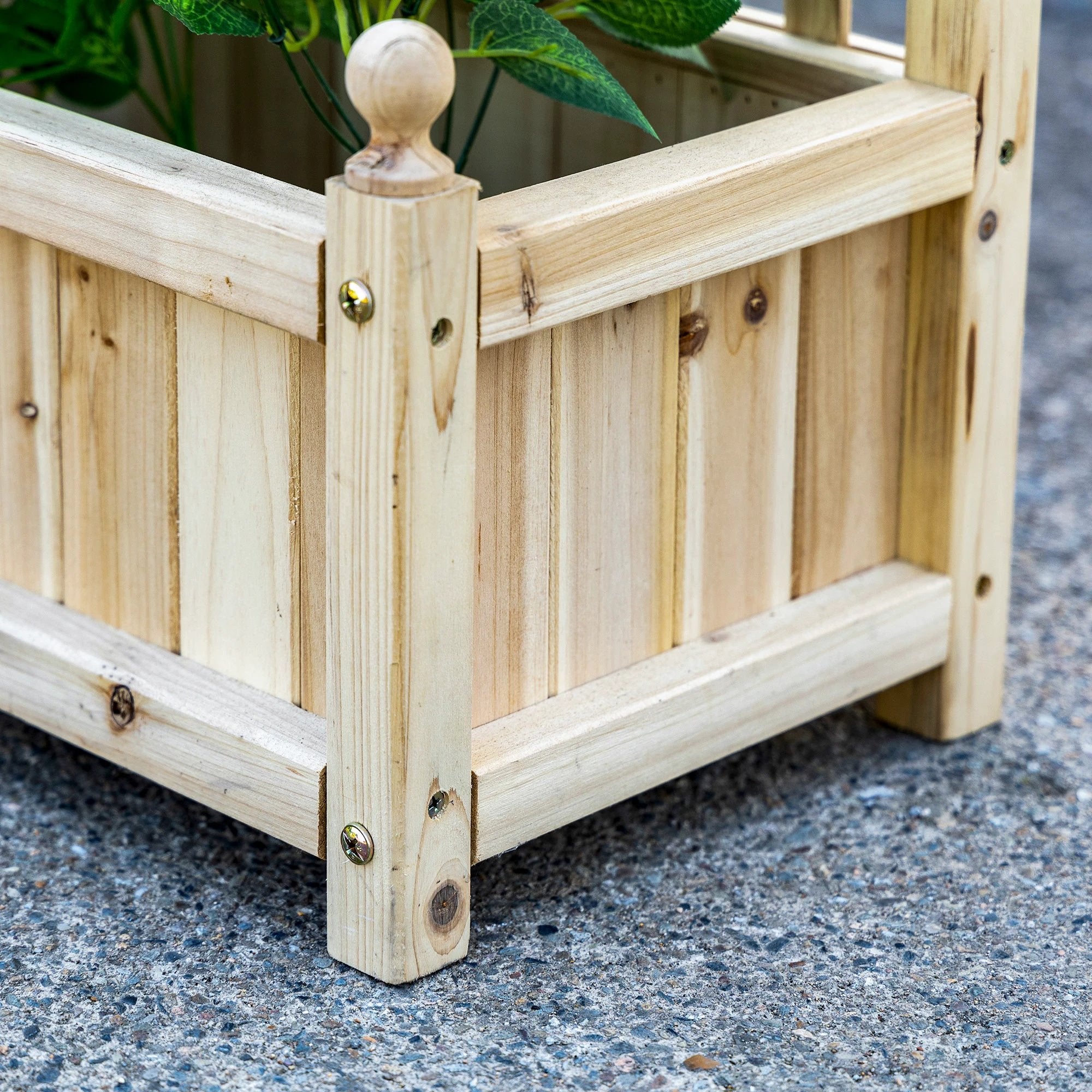 Outsunny Raised Garden Bed with Trellis Garden Planters Indoor Outdoor Natural by Outsunny