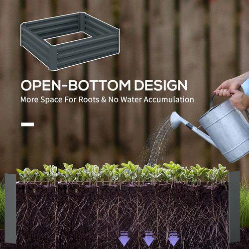 Outsunny Outsunny Set of 2 Raised Garden Bed Galvanised Planter Box Easy Setup Dark Grey - Raised Beds
