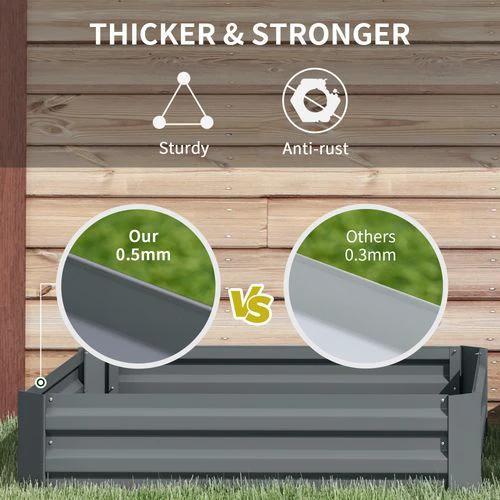 Outsunny Outsunny Set of 2 Raised Garden Bed Galvanised Planter Box Easy Setup Dark Grey - Raised Beds