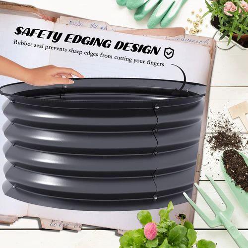 Outsunny Outsunny Set of 2 Raised Garden Bed Metal Planter Box with Safety Edging, Grey - Raised Beds