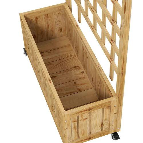 Outsunny Outsunny Wooden Trellis Planter, Raised Garden Bed with Wheels and Bed Liner - Raised Beds