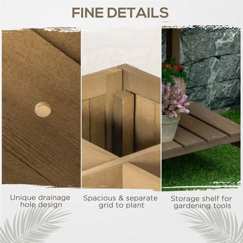 Outsunny Wooden Raised Bed Container Garden Plant Stand 8 Boxes 110x46x76cm Brown - Raised Beds