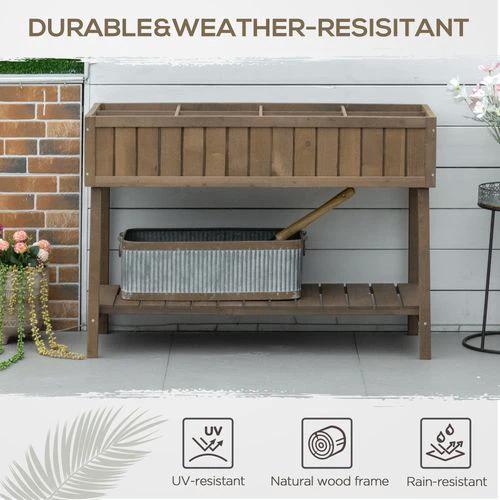 Outsunny Wooden Raised Bed Container Garden Plant Stand 8 Boxes 110x46x76cm Brown - Raised Beds