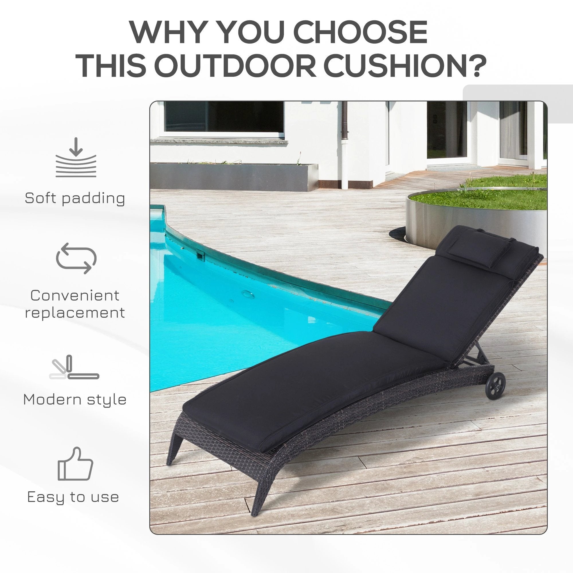 Outsunny Garden Sun Lounger Chair Cushion Reclining Relaxer - Uncategorized Sun Lounger