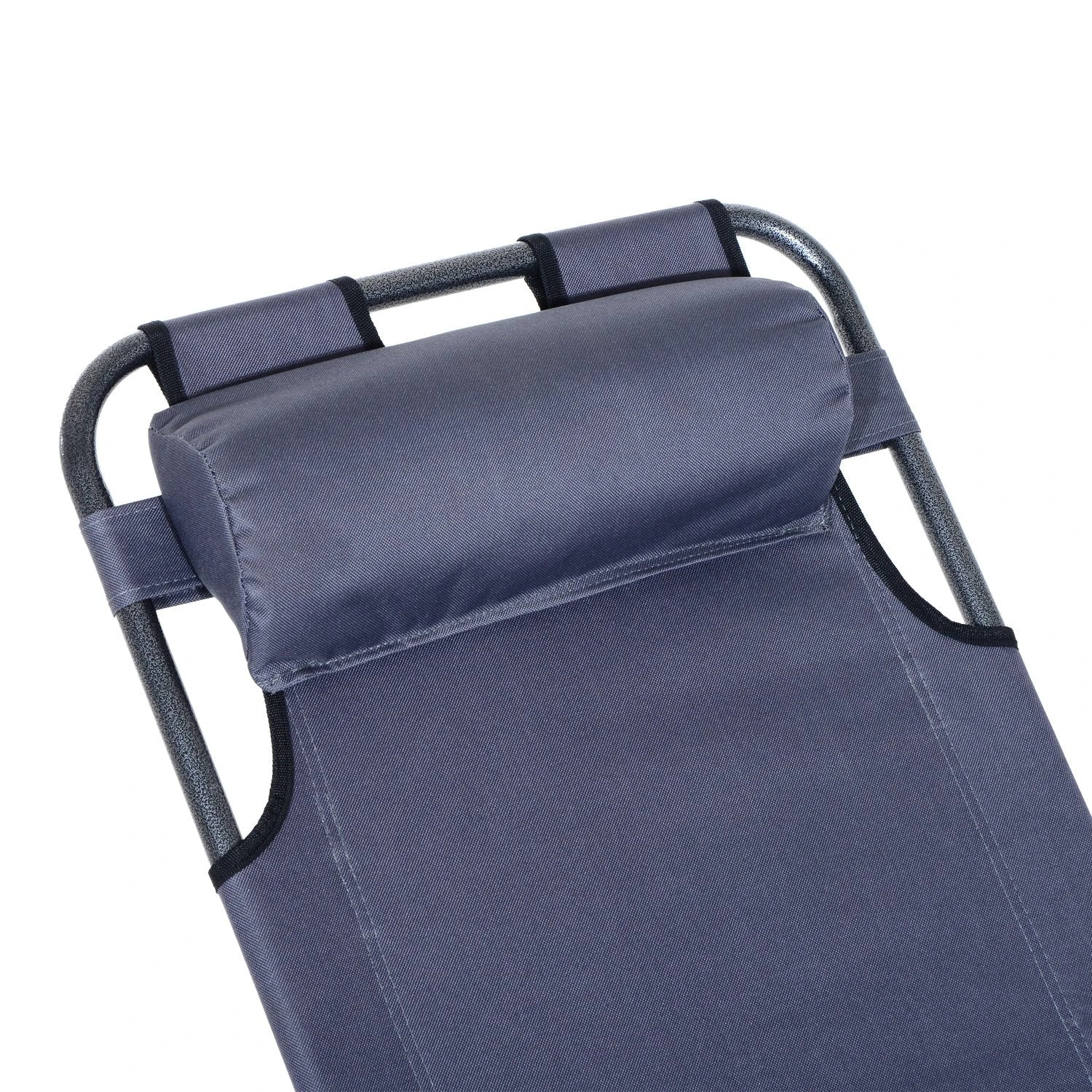 Outsunny 2 in 1 Sun Lounger Folding Reclining Chair Camping Adjustable Back & Pillow - Sun Lounger