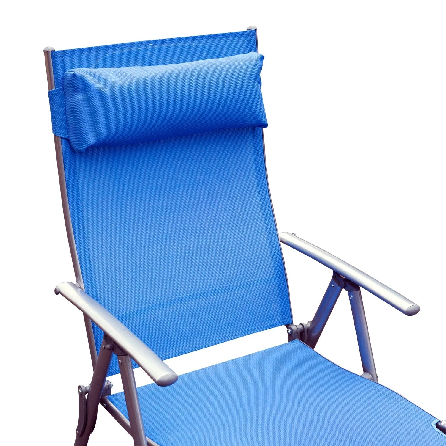 Outsunny Sun Lounger Recliner Foldable 7 Levels Texteline Blue by Outsunny
