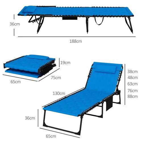 Outsunny Outsunny Foldable Sun Lounger Set, 2 Pieces Sun Lounger w/ Padded Seat Blue - Sun Lounger