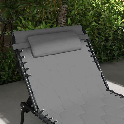 Outsunny Foldable Sun Lounger Set, 2 Pieces Sun Lounger w/ Padded Seat Grey by Outsunny