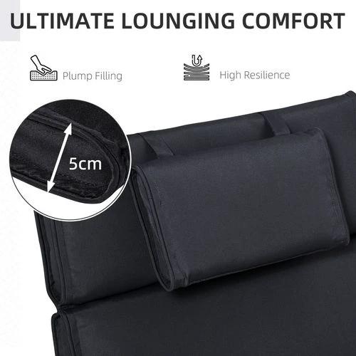 Outsunny Garden Sun Lounger Chair Cushion Reclining Relaxer Indoor Outdoor Black by Outsunny