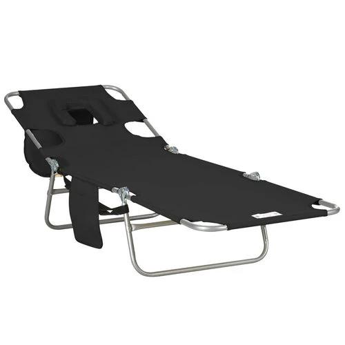 Patio Foldable Sun Lounger 5 Level Adjustable Reclining Chair Black by Outsunny