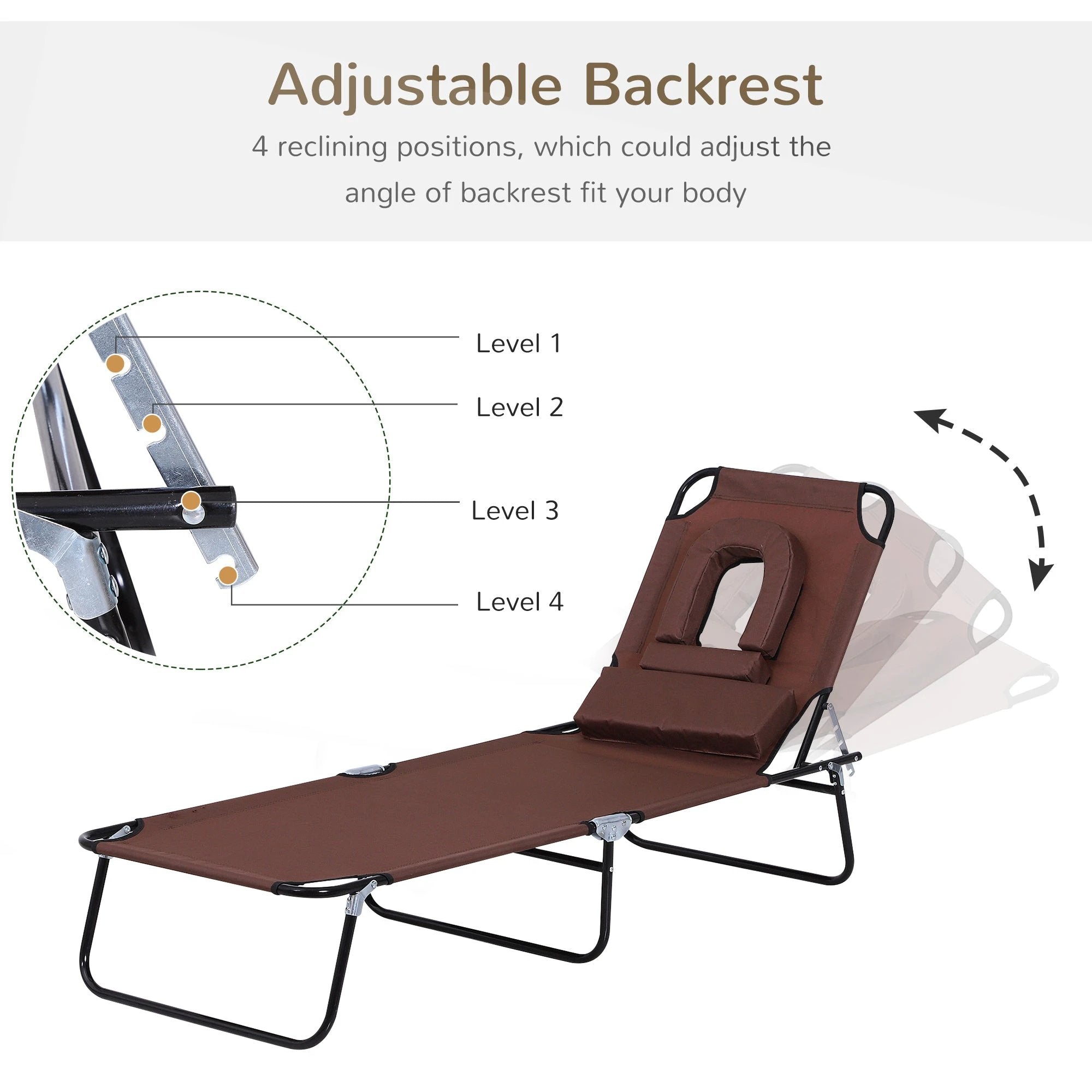 Outsunny Folding Sun Lounger Reclining Chair w/ Pillow Reading Hole - Uncategorized Sun Lounger