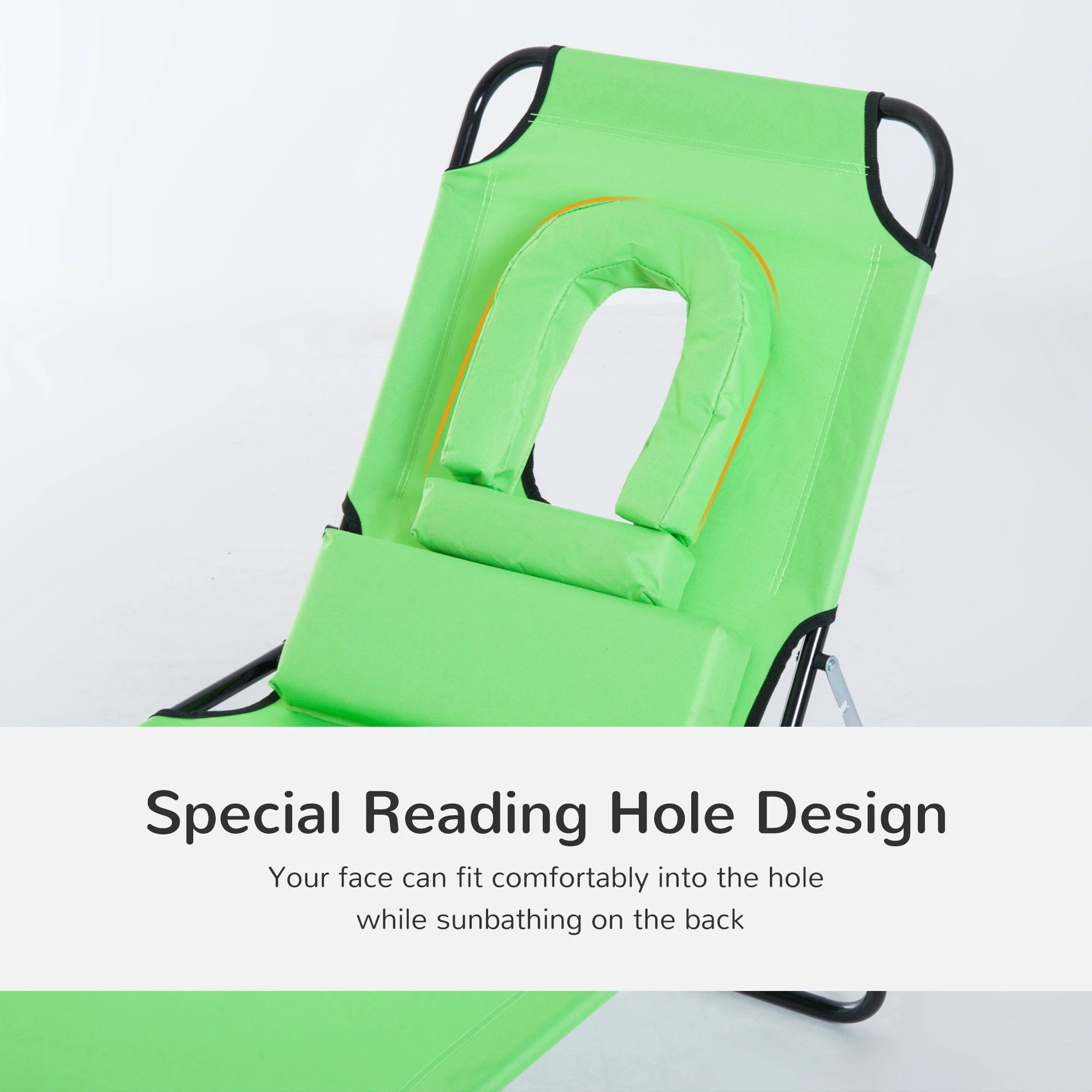 Outsunny Folding Sun Lounger Reclining Chair w/ Pillow Reading Hole - Uncategorized Sun Lounger