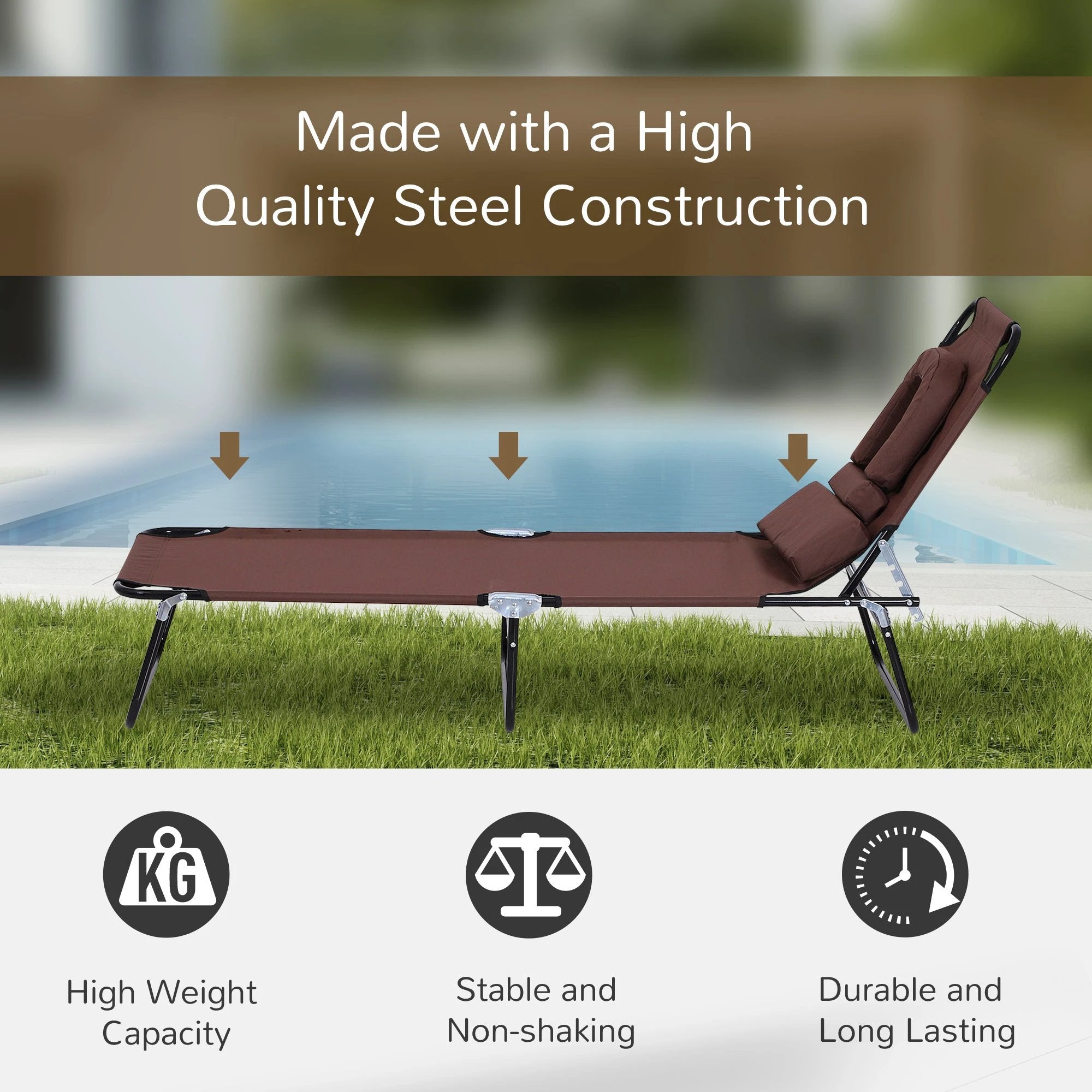 Outsunny Folding Sun Lounger Reclining Chair w/ Pillow Reading Hole - Uncategorized Sun Lounger